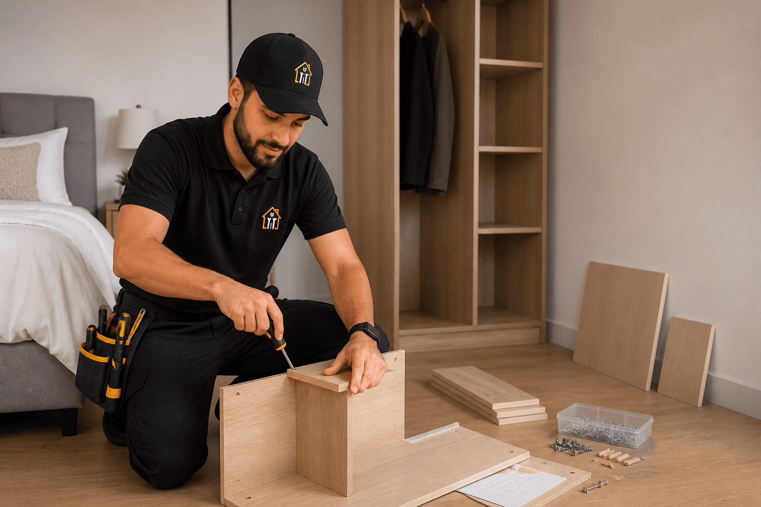 City Pro Fix technician assembling flat-pack furniture